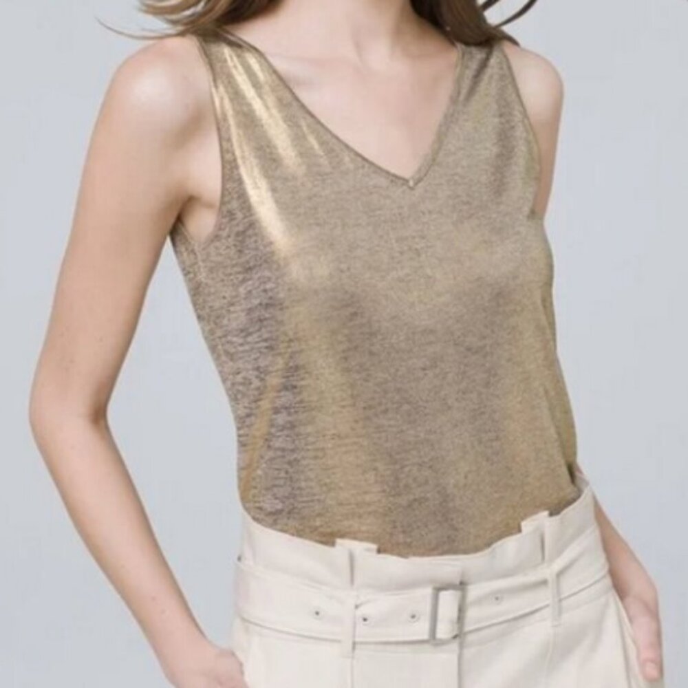 White house black market gold shimmer tank top size XS